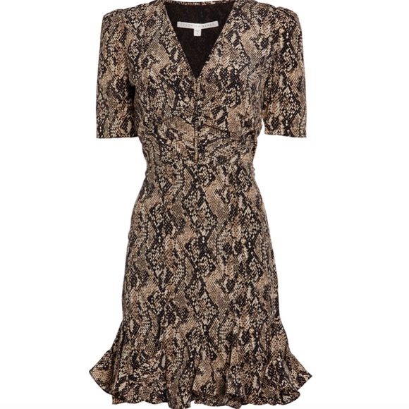 Veronica Beard 'Ried' Python Print Silk Mini-Dress, Black Multi - Picture 4 of 14